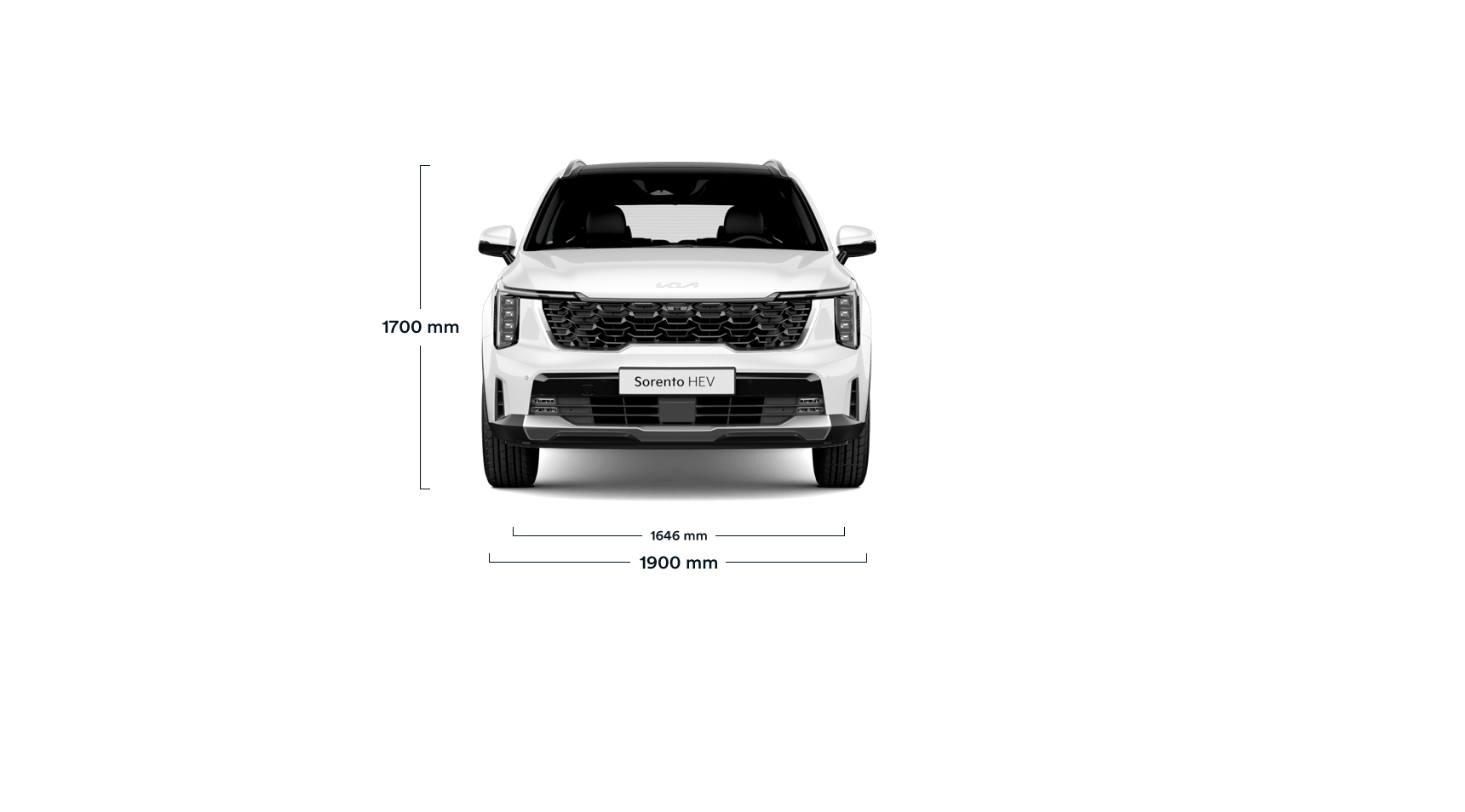 Kia Sorento HEV, Abmessungen, Frontansicht, MMG