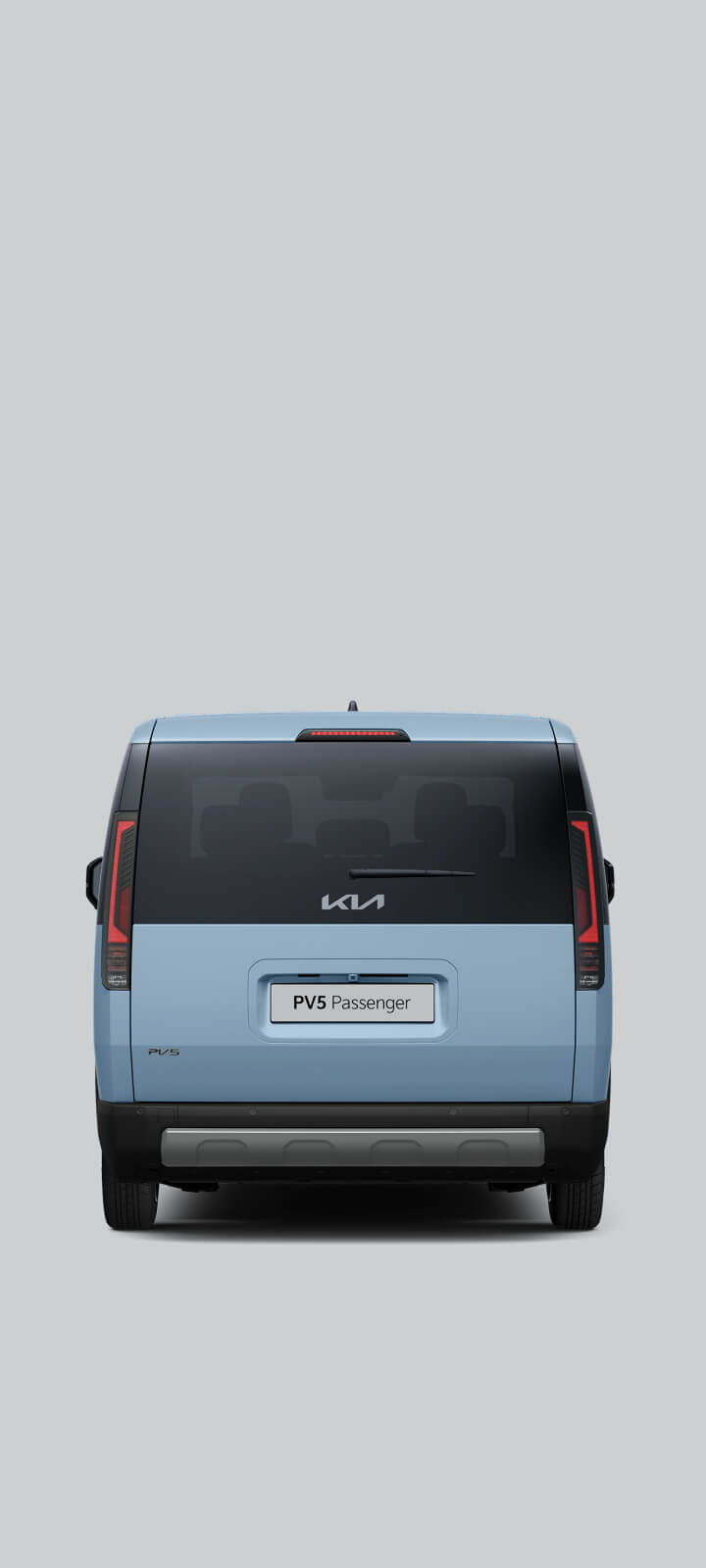 Komplettansicht des Hecks vom Kia PV5 Passenger.